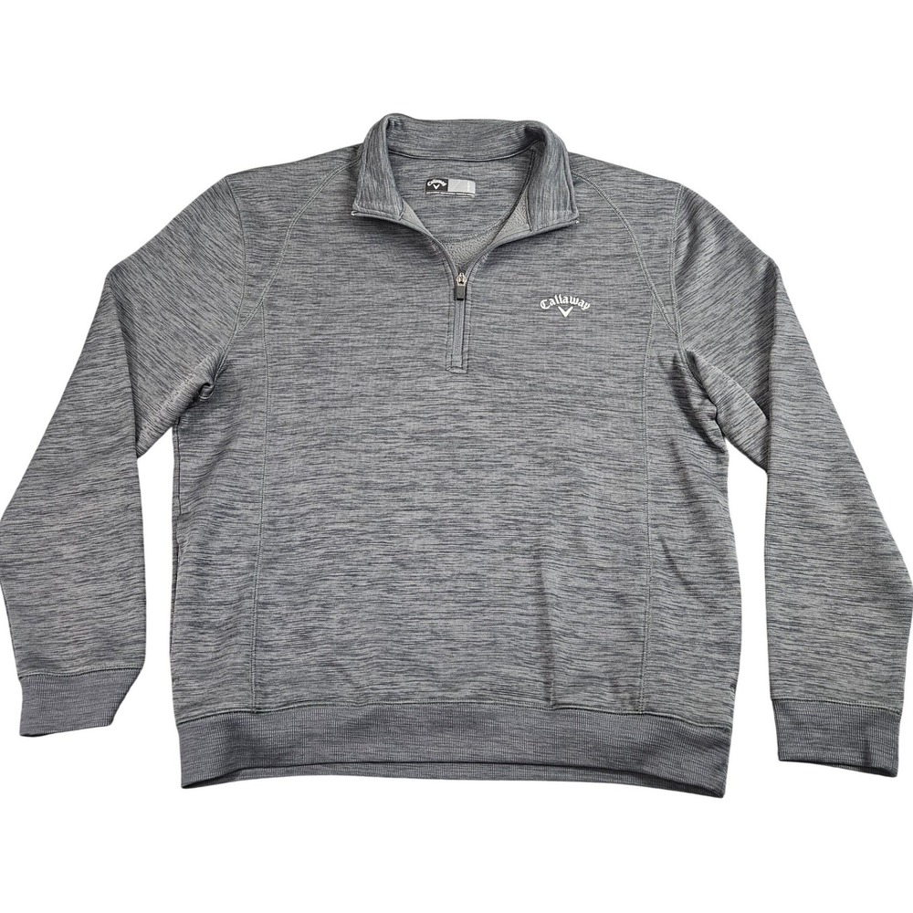 Callaway Quarter Zip Pullover Mens Large‎ Gray Space Dye Golf Sweater Activewear